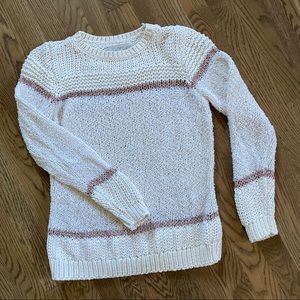 LOFT Cream & Pink Sweater, Size M